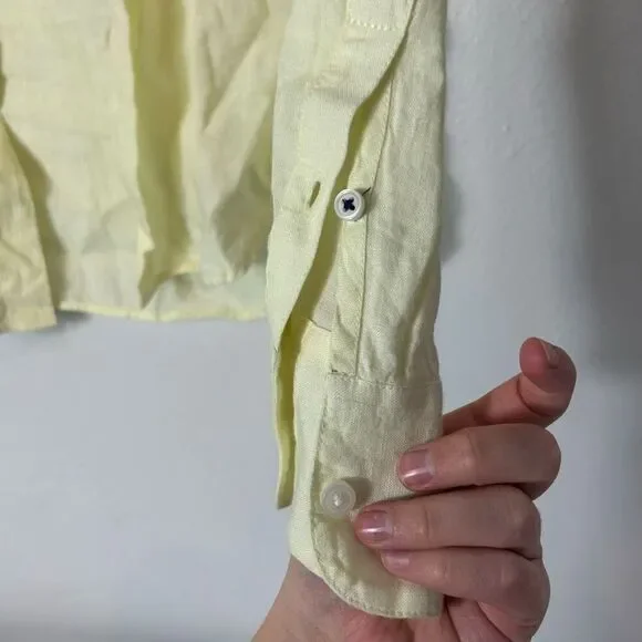 J. Crew slim fit Baird mcnutt Irish linen yellow shirt size 10 - Picture 6 of 8